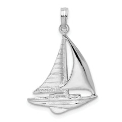 De-Ani Sterling Silver Rhodium-Plated Polished Sailboat Pendant