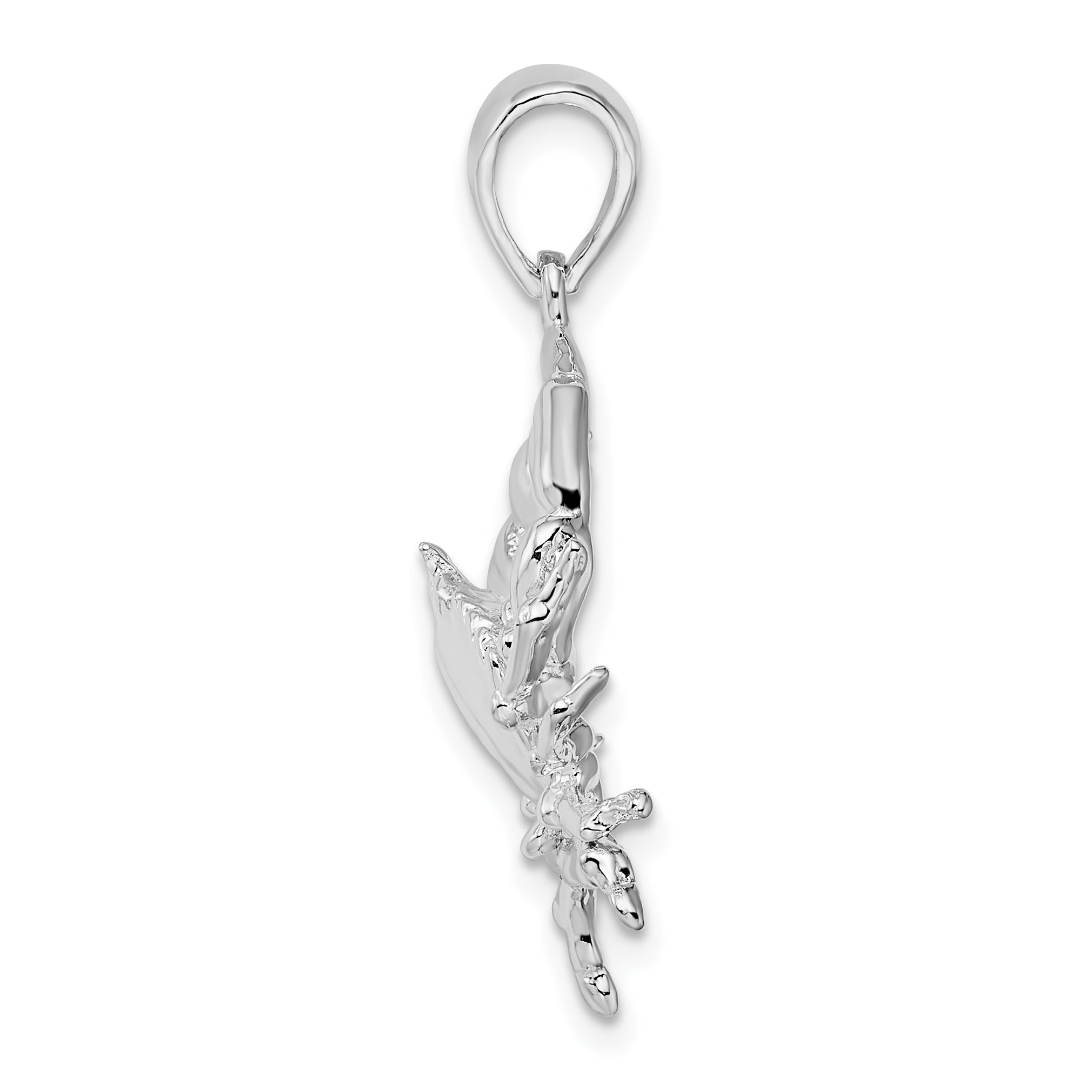 De-Ani Sterling Silver Rhodium-Plated Polished Stone Crab Pendant Secondary image