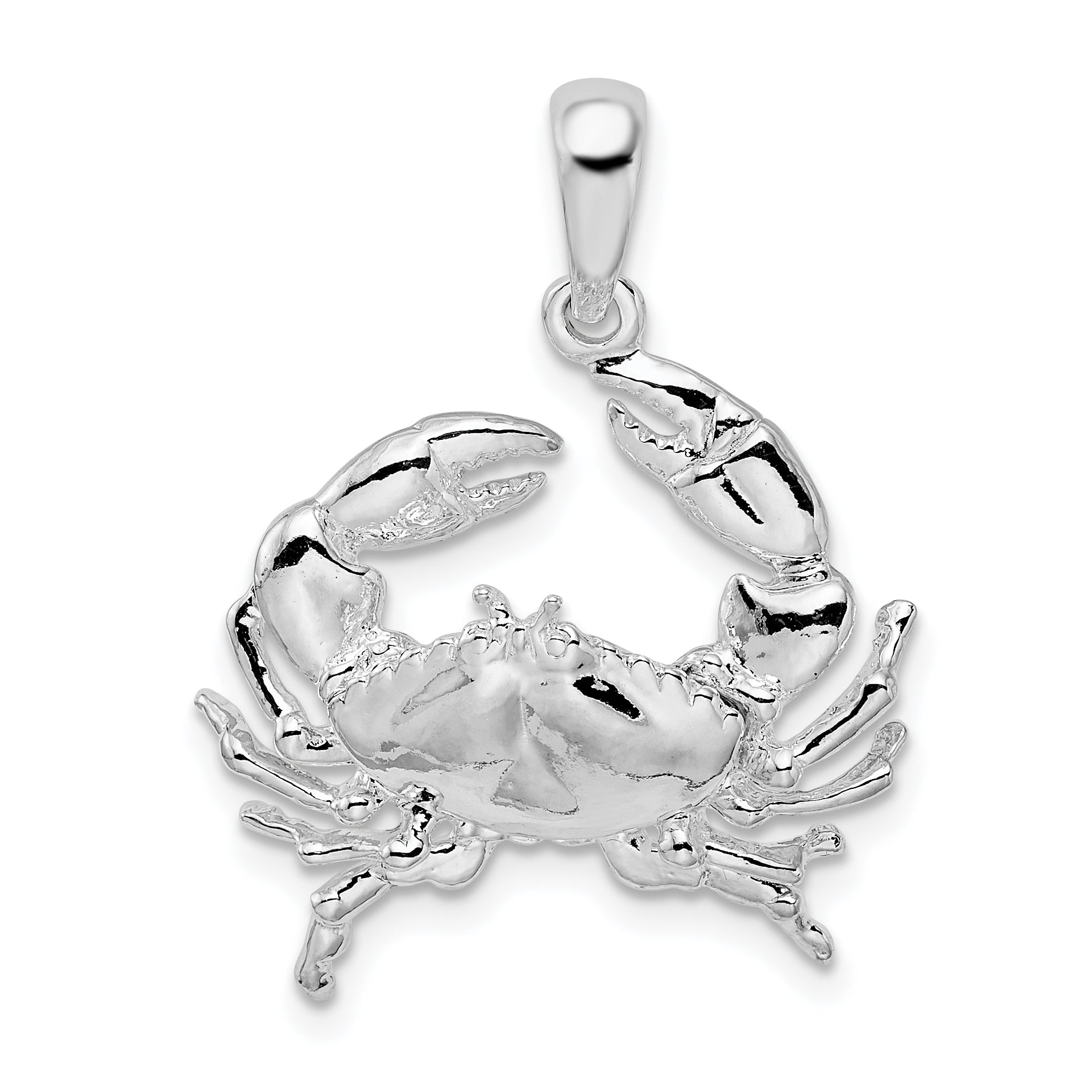 De-Ani Sterling Silver Rhodium-Plated Polished Stone Crab Pendant Main image
