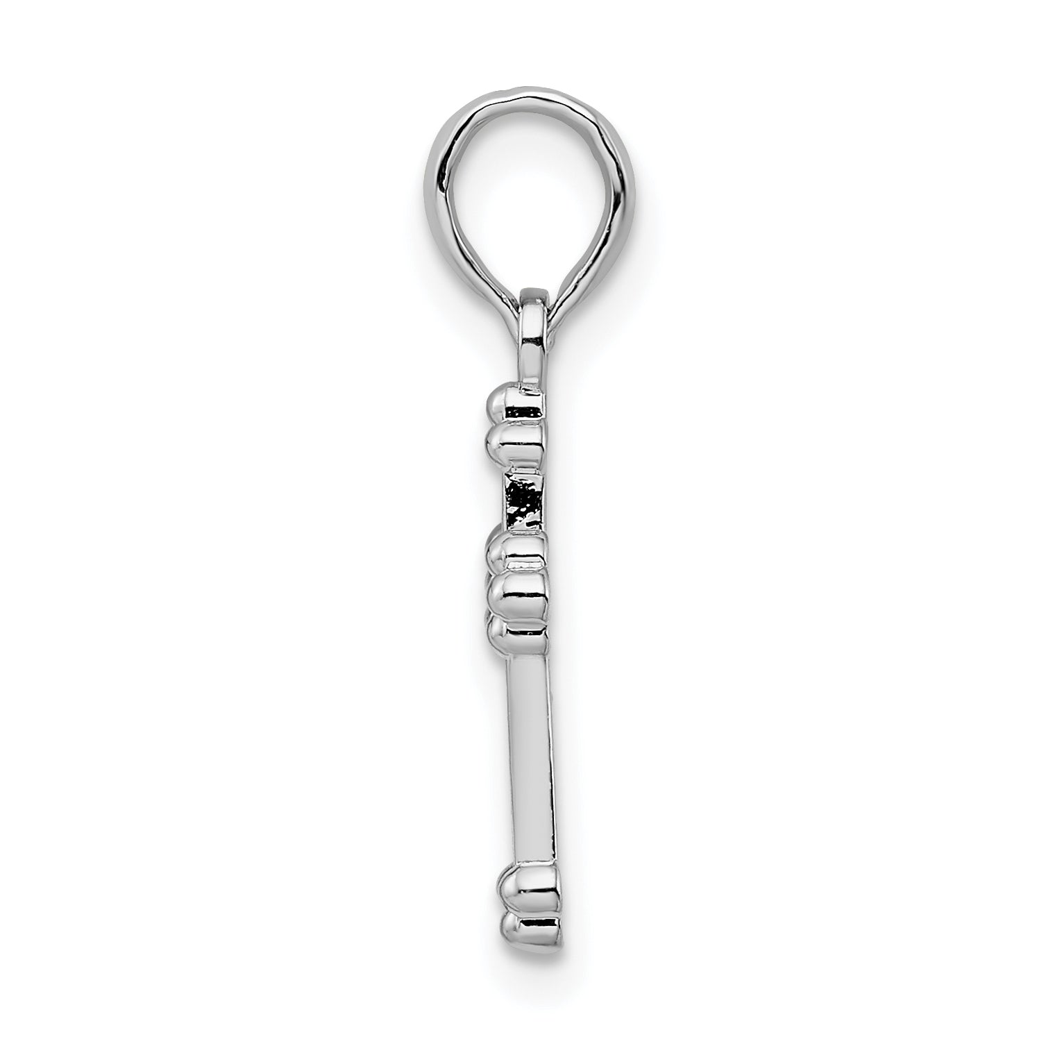 De-Ani Sterling Silver Rhodium-plated Polished Small Budded Cross Pendant Secondary image