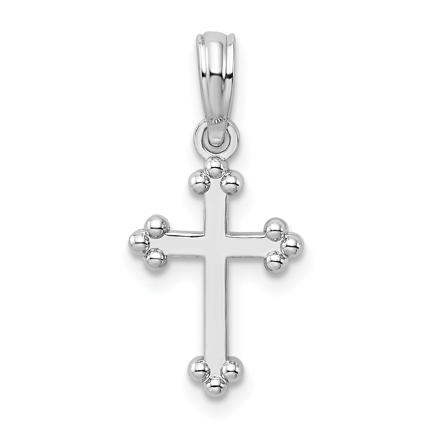 De-Ani Sterling Silver Rhodium-plated Polished Small Budded Cross Pendant Main image