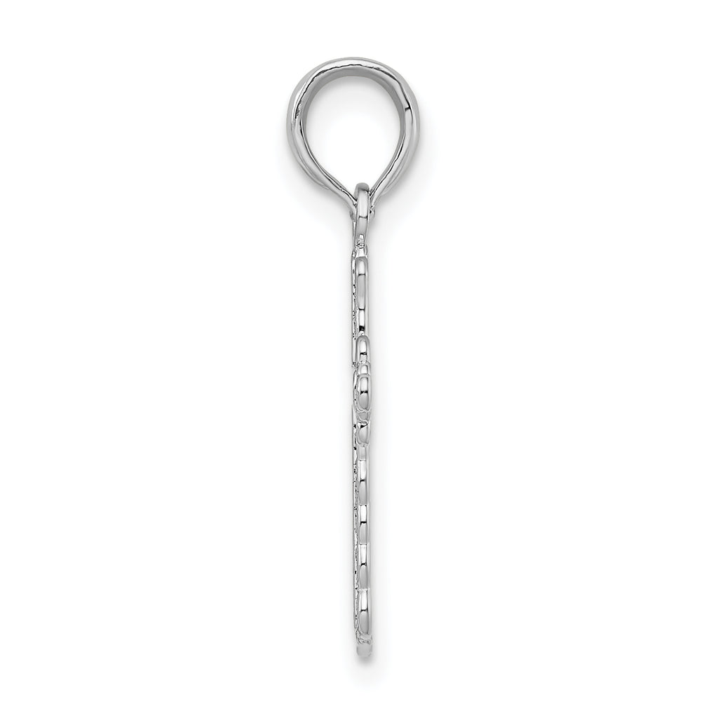 De-Ani Sterling Silver Rhodium-plated Polished Lace Trim Cross Pendant
