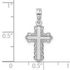 De-Ani Sterling Silver Rhodium-plated Polished Lace Trim Cross Pendant