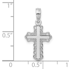 De-Ani Sterling Silver Rhodium-plated Polished Lace Trim Cross Pendant