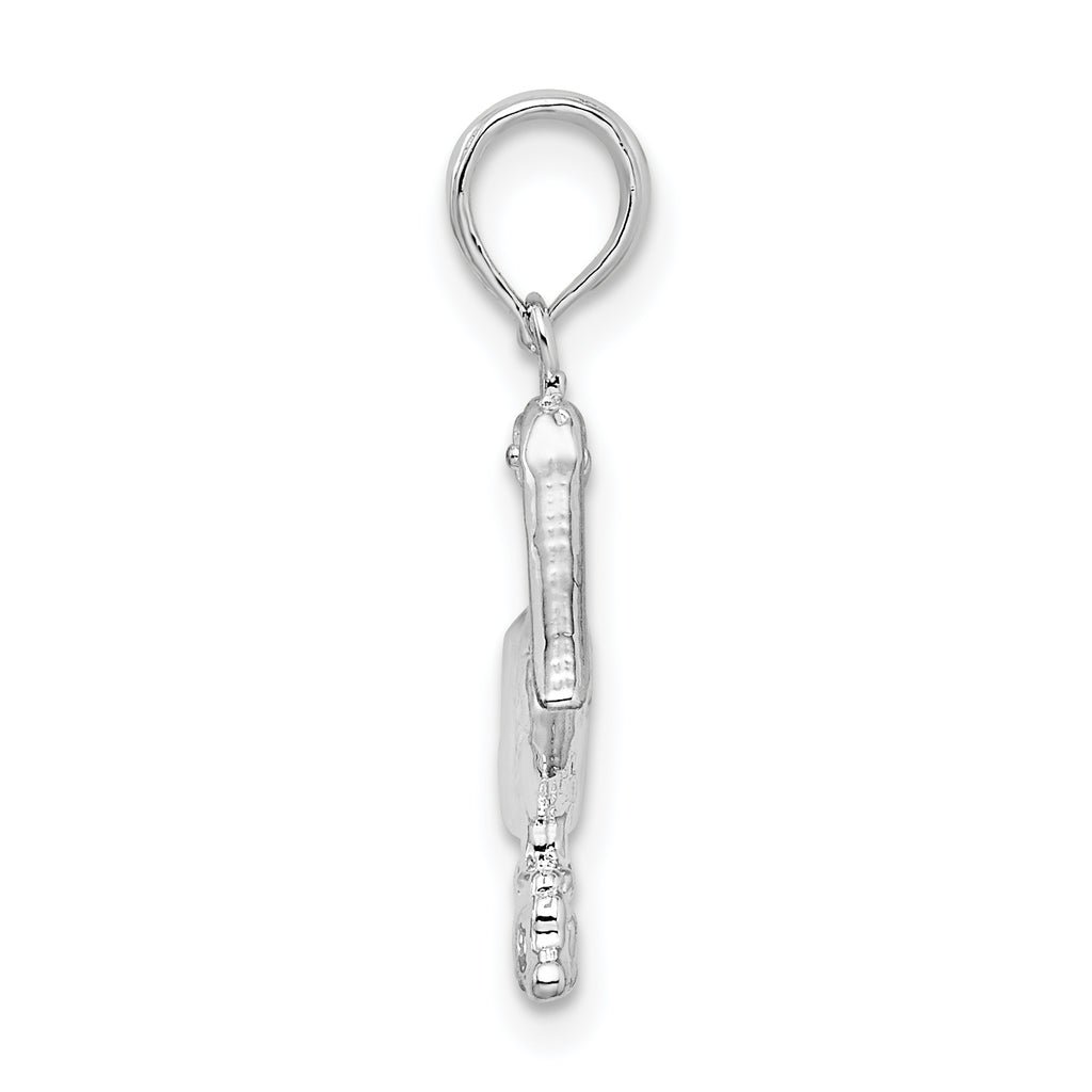 De-Ani Sterling Silver Rhodium-plated Polished 3D Pelican Pendant