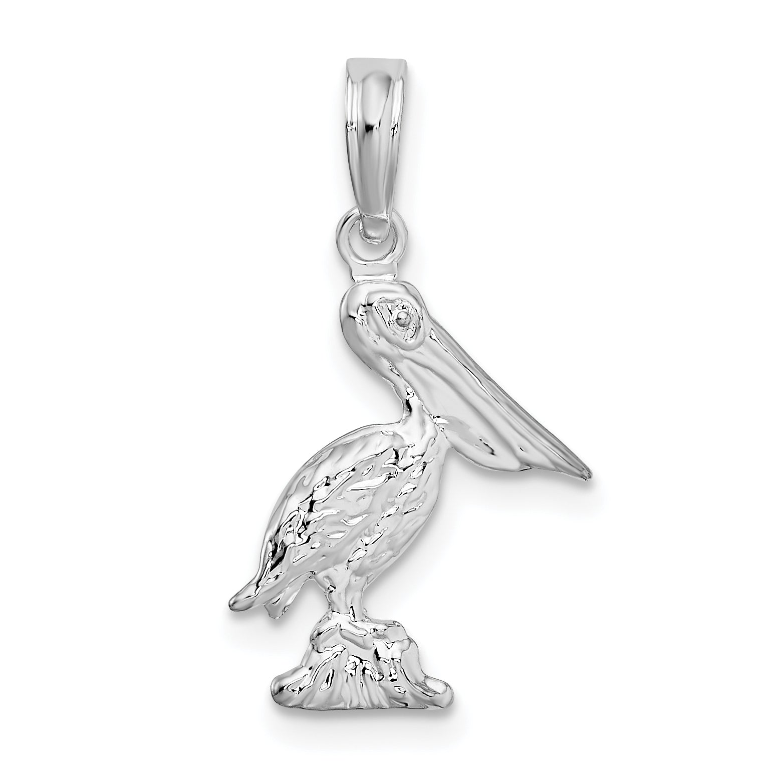 De-Ani Sterling Silver Rhodium-plated Polished 3D Pelican Pendant Main image