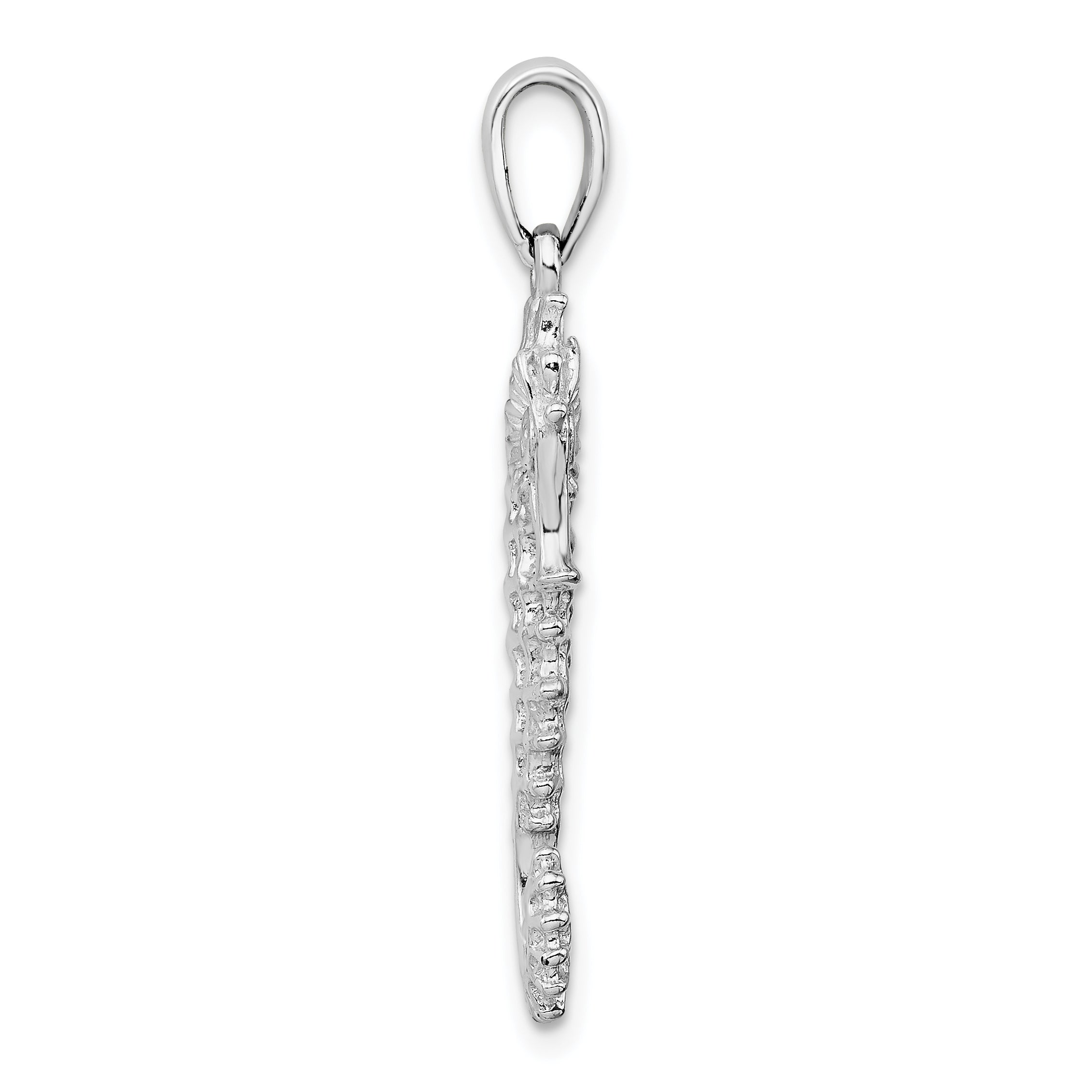 De-Ani Sterling Silver Rhodium-Plated Polished 3D Sea Horse Pendant Secondary image