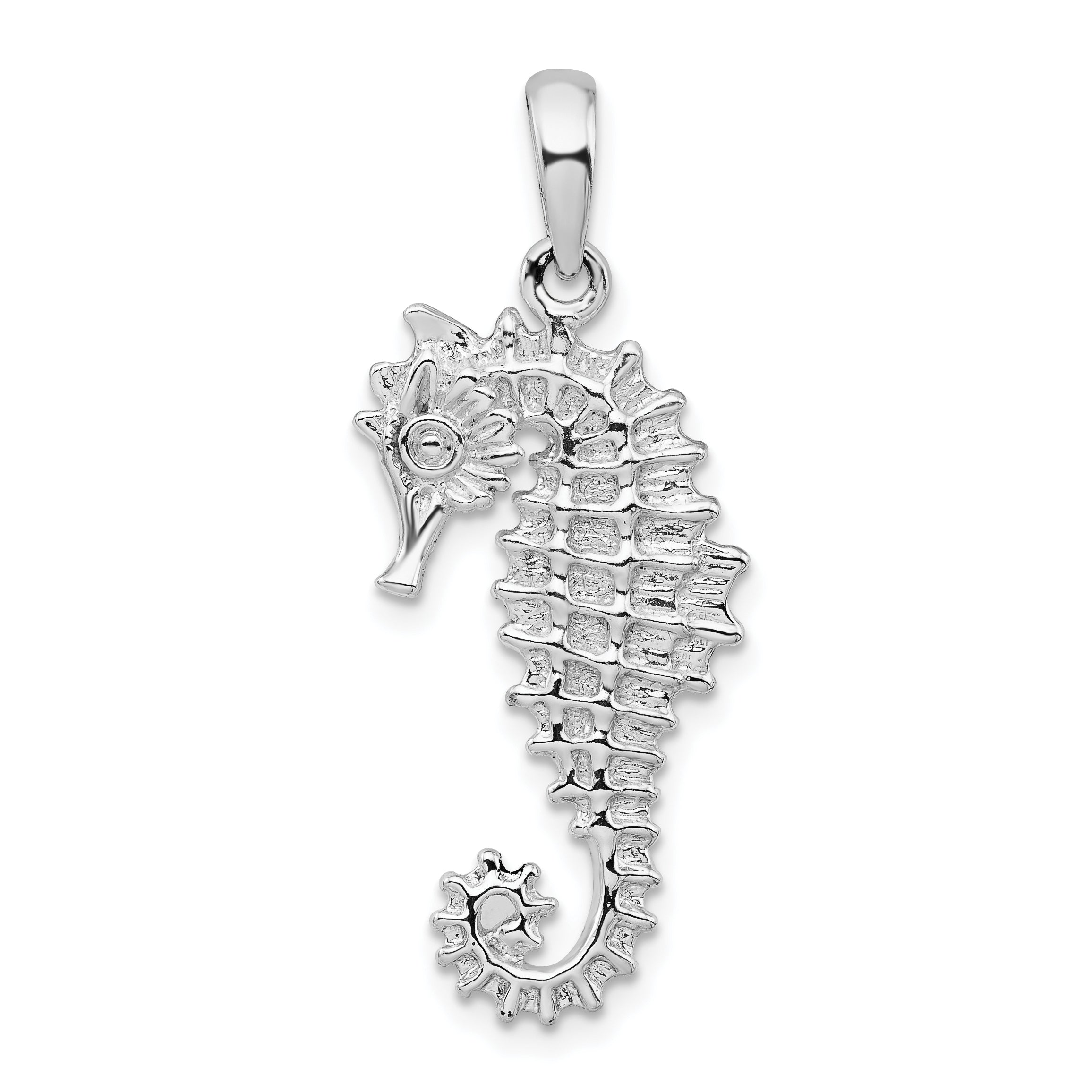 De-Ani Sterling Silver Rhodium-Plated Polished 3D Sea Horse Pendant Main image