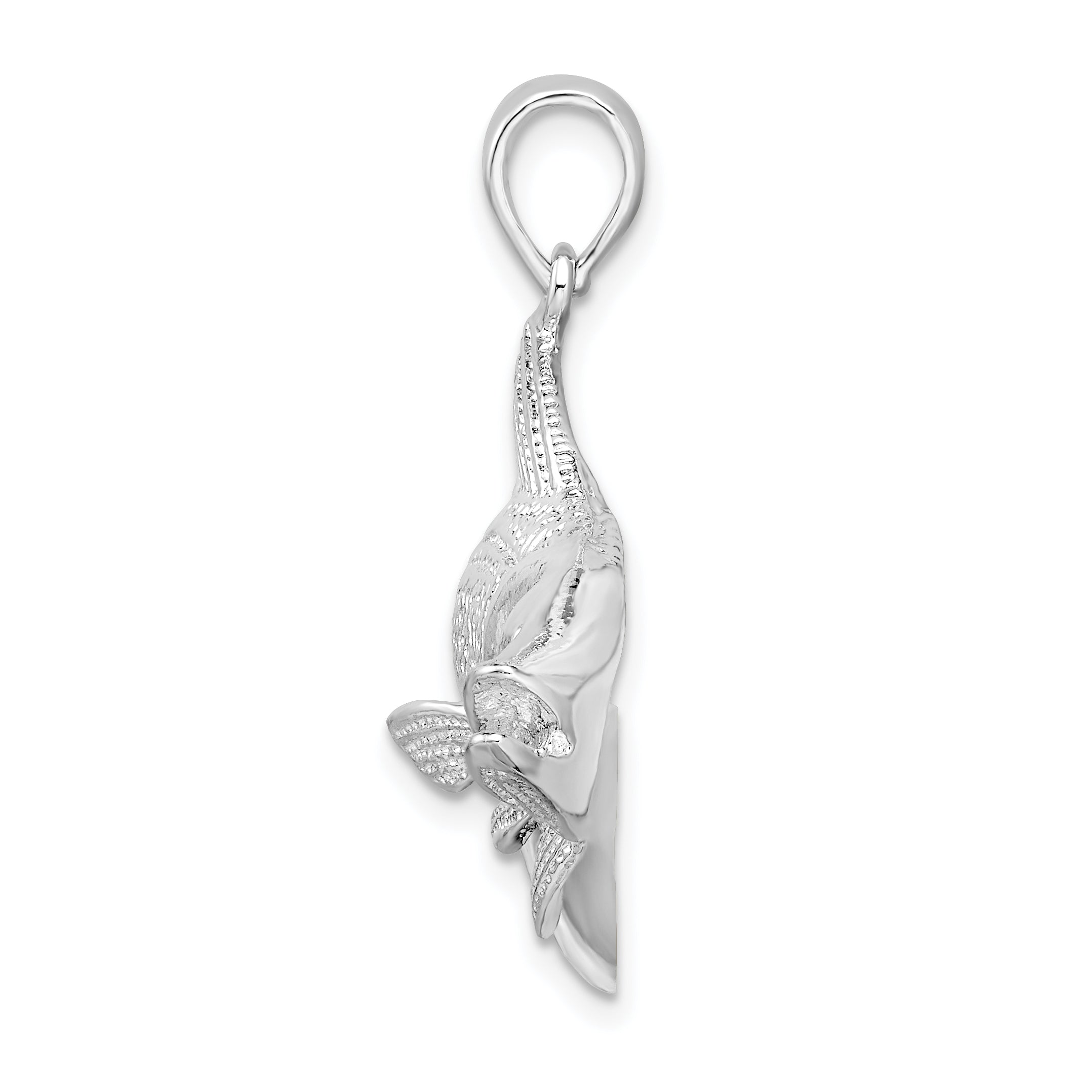 De-Ani Sterling Silver Rhodium-Plated Polished Red Fish Pendant Secondary image