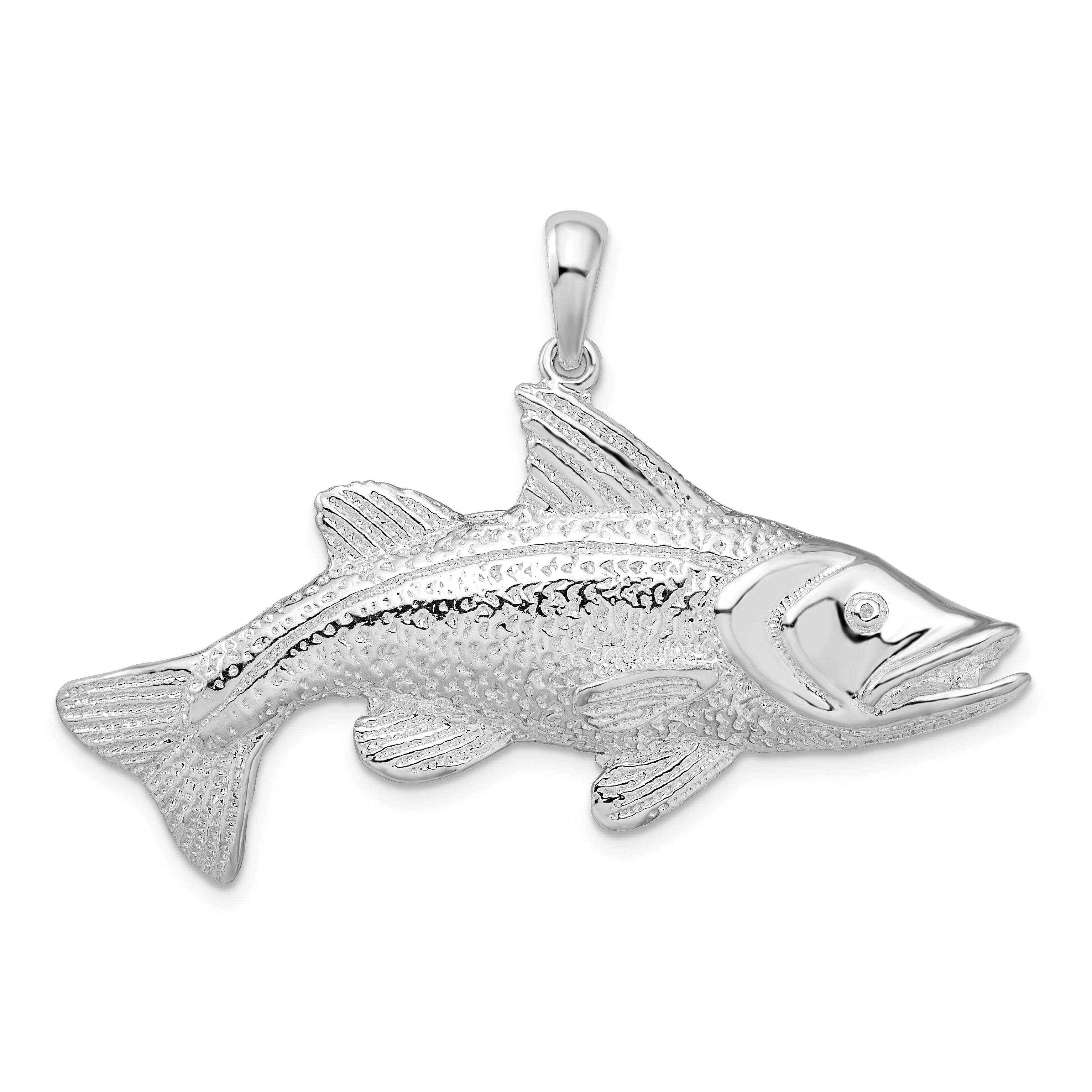 De-Ani Sterling Silver Rhodium-Plated Polished Red Fish Pendant Main image