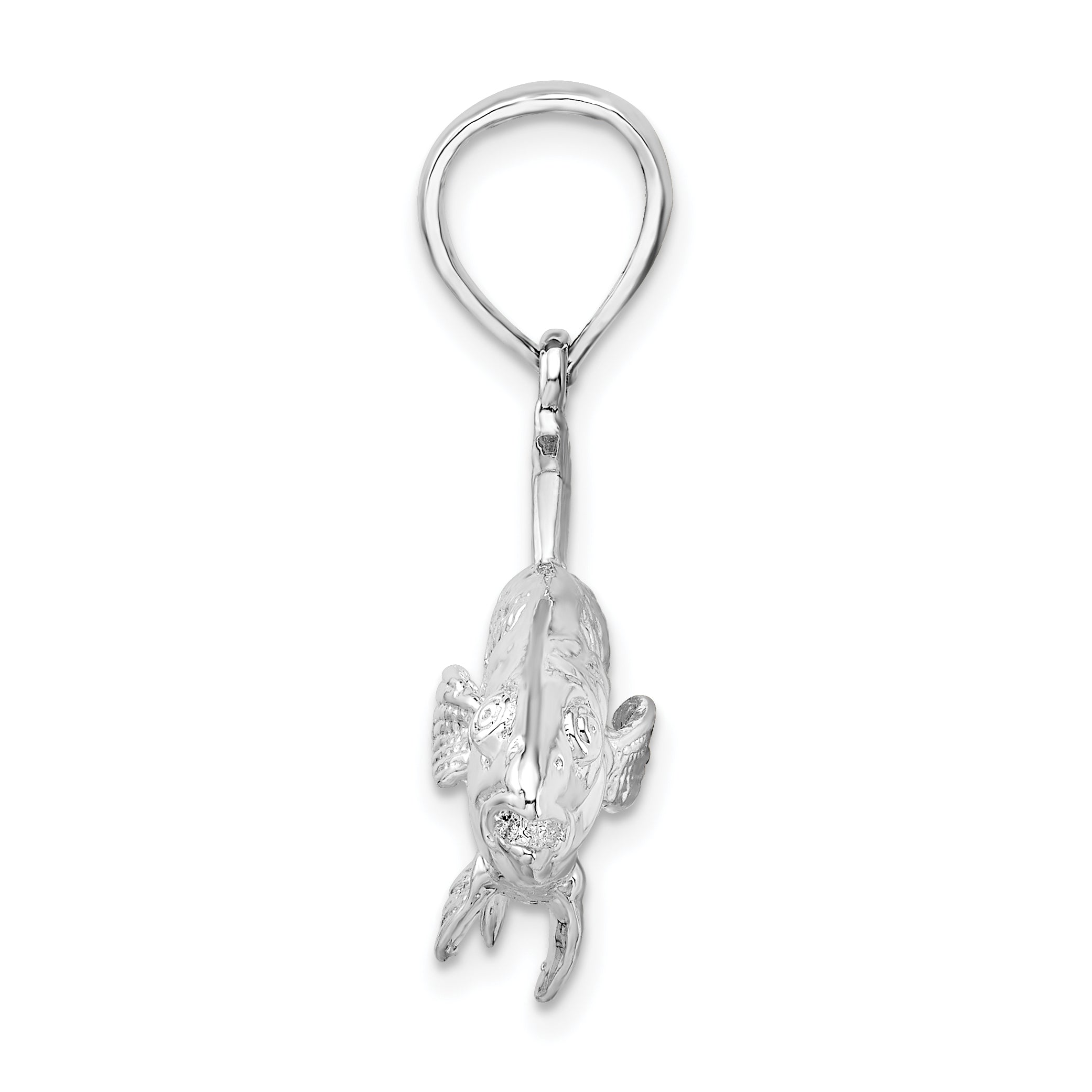 De-Ani Sterling Silver Rhodium-Plated Polished 3D Red Fish Pendant Secondary image