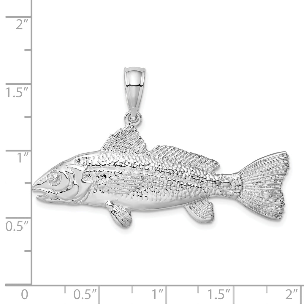 De-Ani Sterling Silver Rhodium-Plated Polished 3D Red Fish Pendant