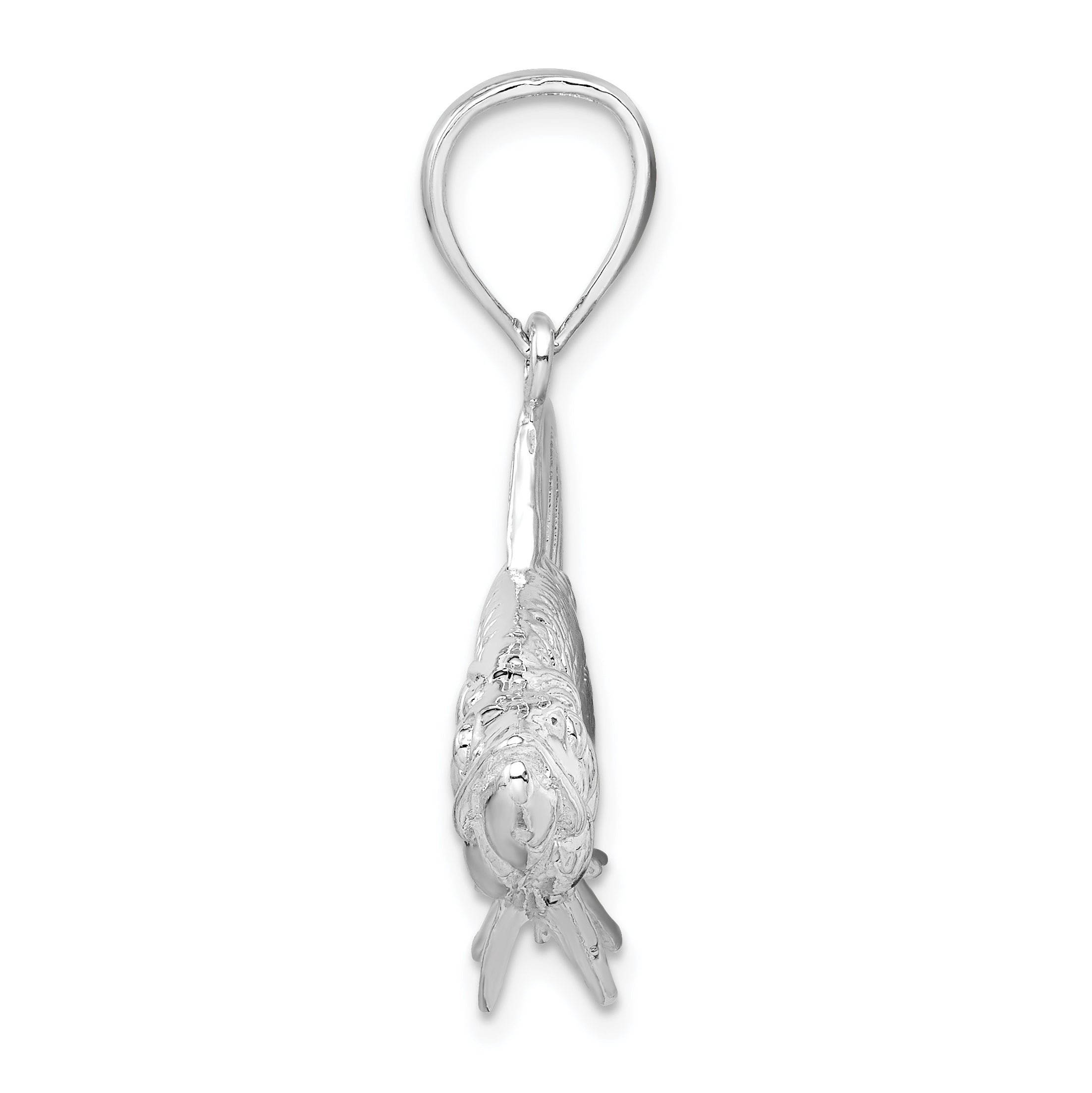 De-Ani Sterling Silver Rhodium-Plated Polished 3D Oxeye Tarpon Fish Pendant Secondary image