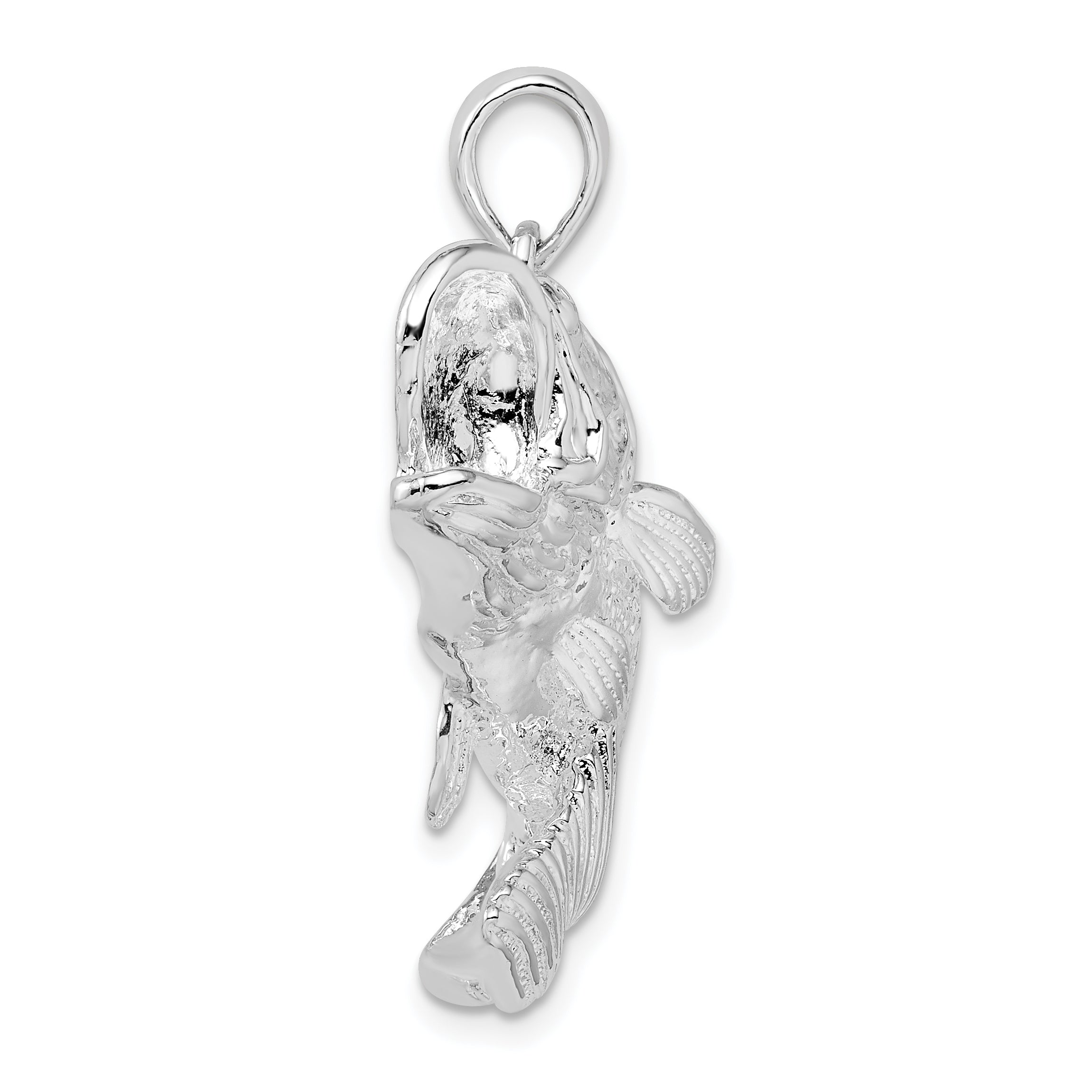 De-Ani Sterling Silver Rhodium-Plated Jumping Bass Fish Pendant Secondary image