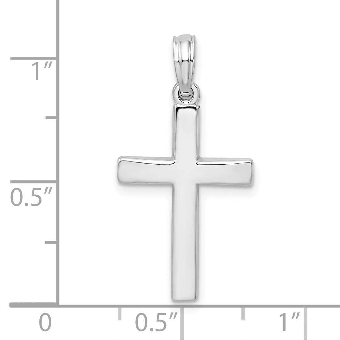 De-Ani Sterling Silver Rhodium-Plated Beveled Latin Cross Pendant