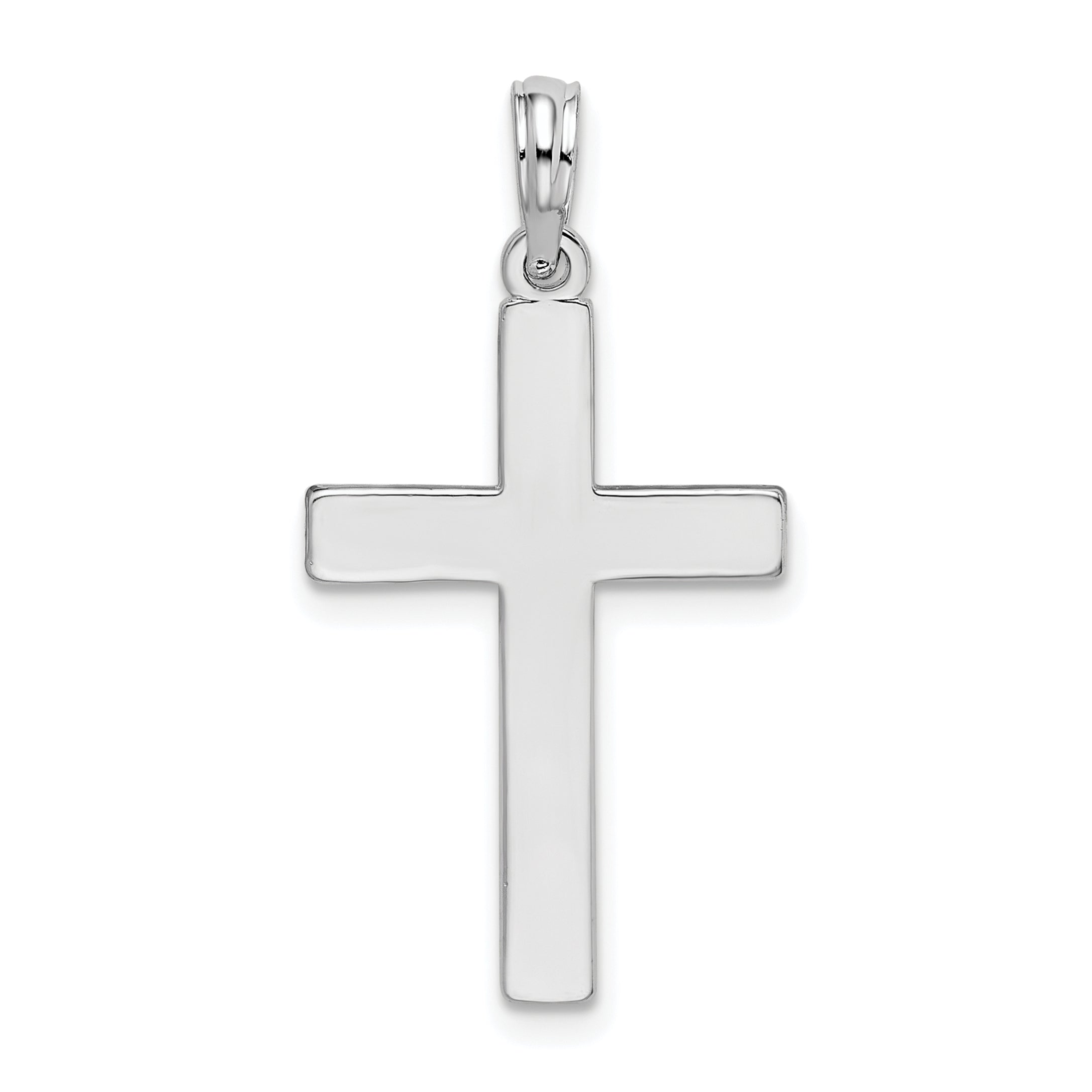 De-Ani Sterling Silver Polished Flat Latin Cross Pendant