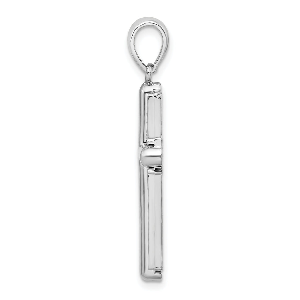 De-Ani Sterling Silver Rounded Cross with Frame Pendant