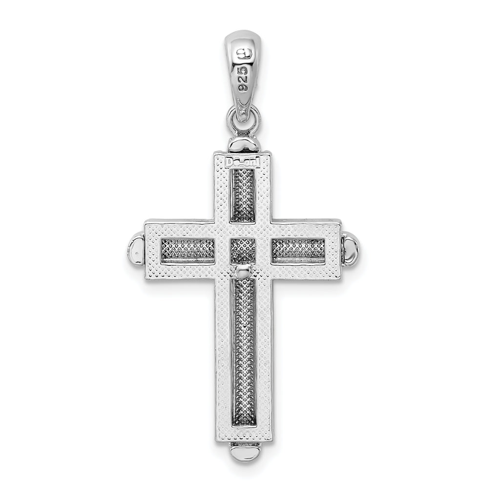 De-Ani Sterling Silver Rounded Cross with Frame Pendant