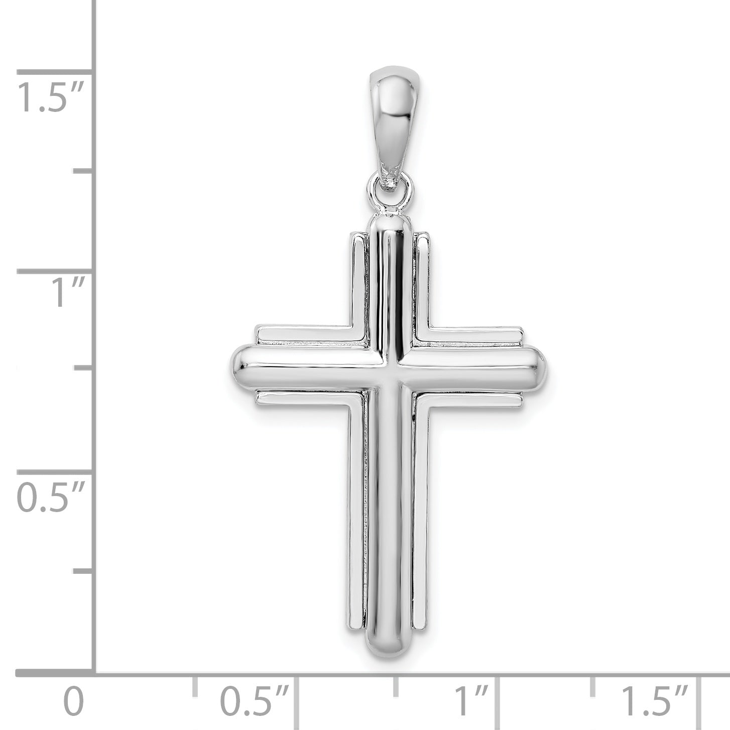 De-Ani Sterling Silver Rounded Cross with Frame Pendant