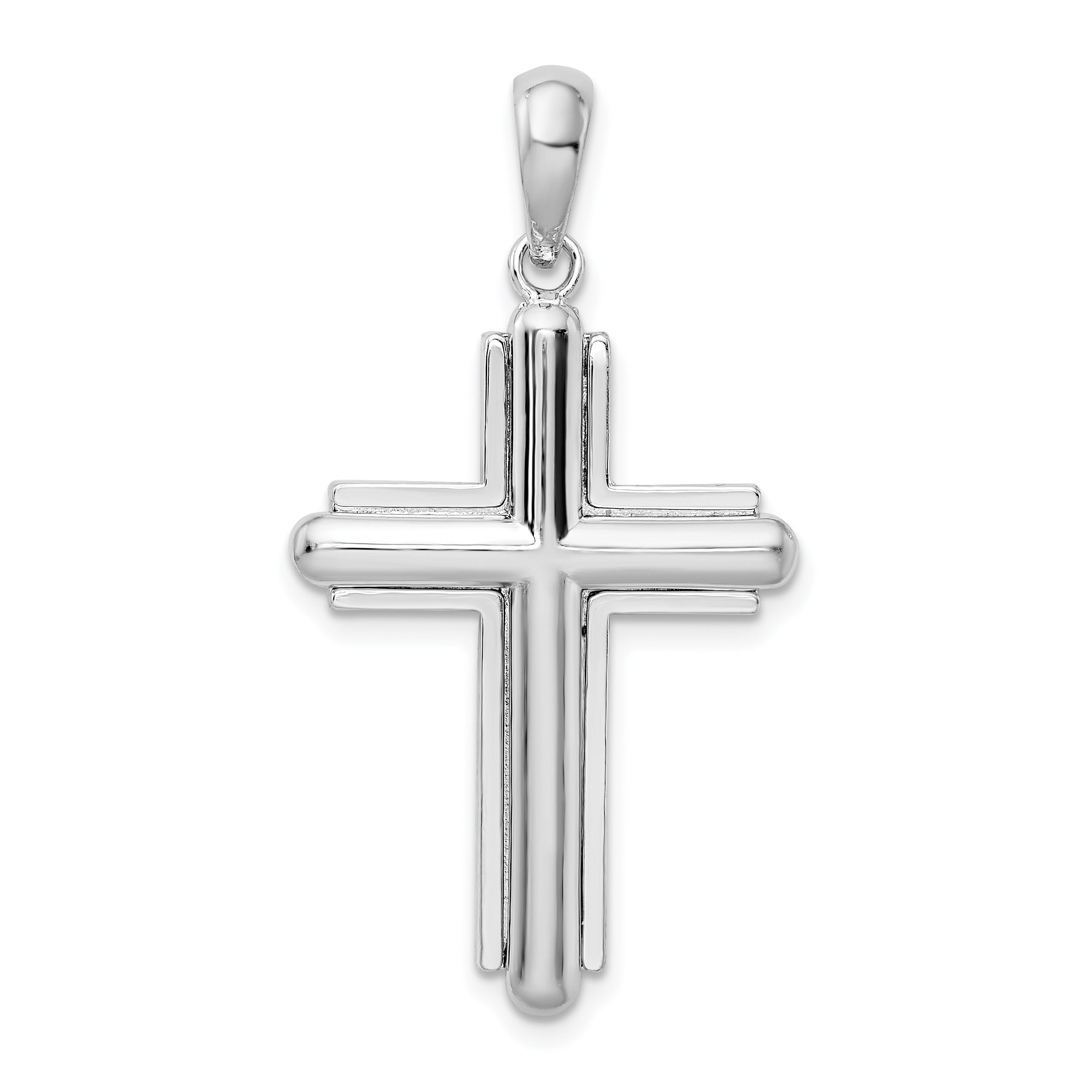 De-Ani Sterling Silver Rounded Cross with Frame Pendant Main image