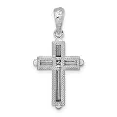 De-Ani Sterling Silver Rounded Cross with Frame Pendant