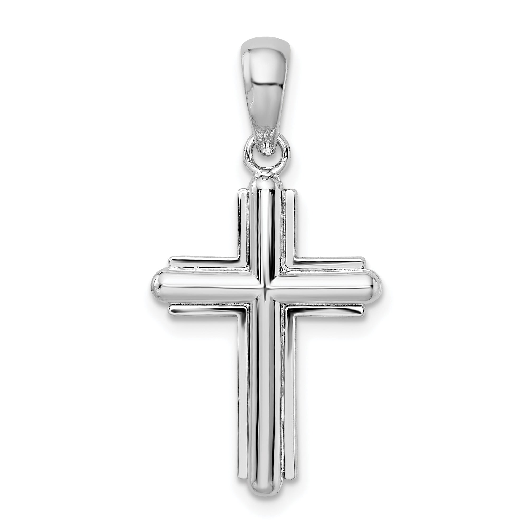 De-Ani Sterling Silver Rounded Cross with Frame Pendant