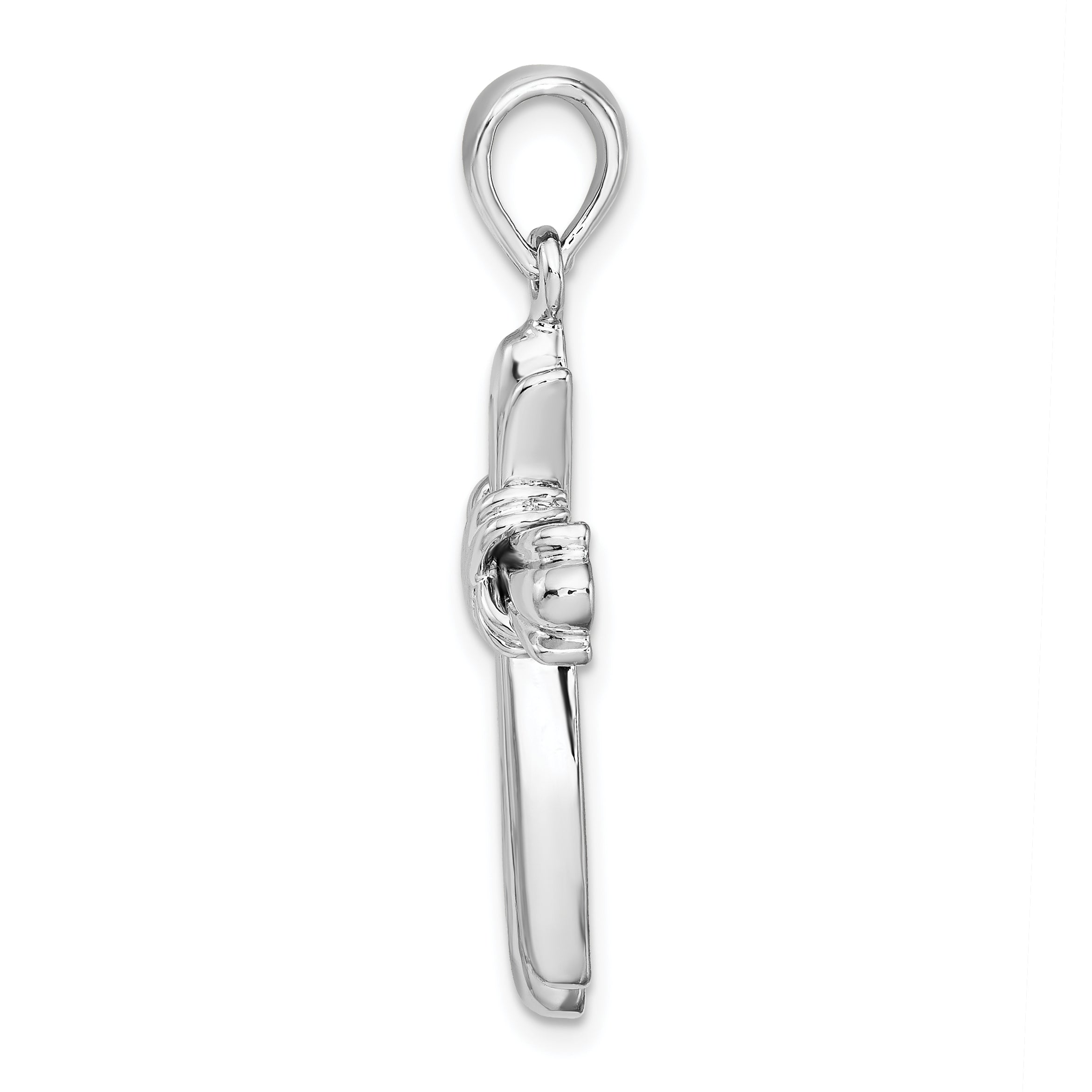 De-Ani Sterling Silver Rhodium-Plated with X-Center Budded Cross Pendant Secondary image