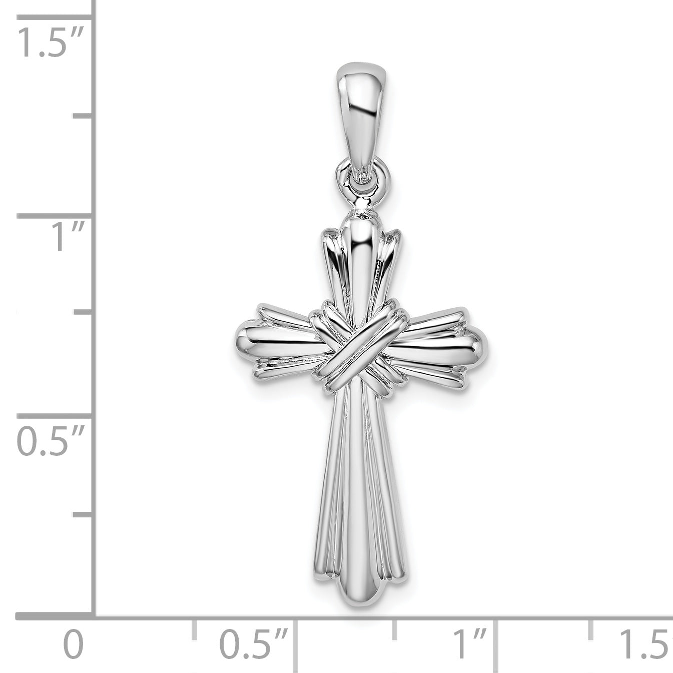 De-Ani Sterling Silver Rhodium-Plated with X-Center Budded Cross Pendant