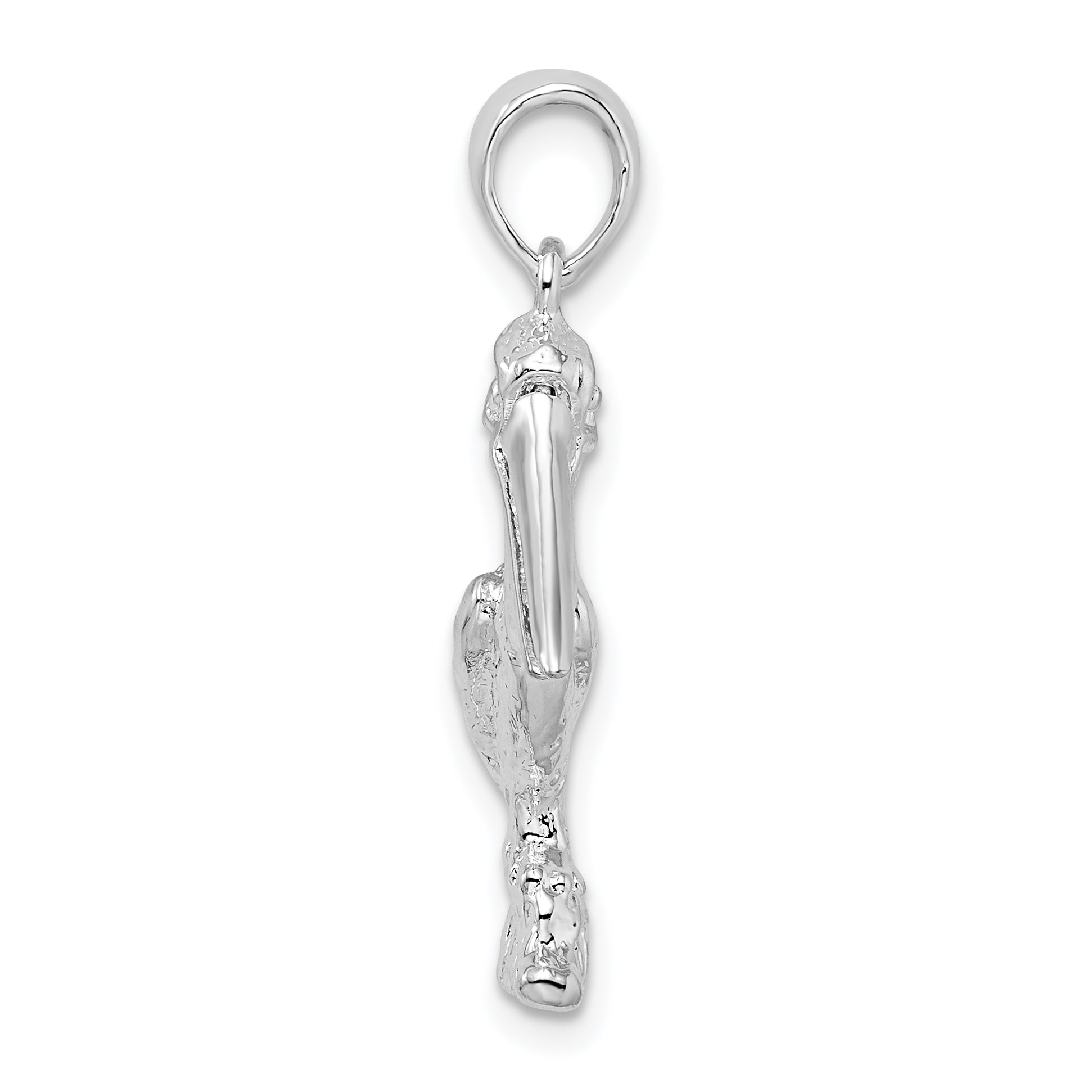 De-Ani Sterling Silver Rhodium-Plated 3D Standing Moveable Mouth Pelican Pendant Secondary image