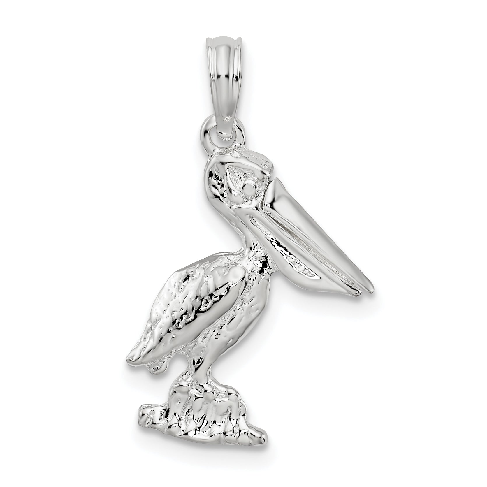De-Ani Sterling Silver Small 3D Standing Moveable Mouth Pelican Pendant Main image