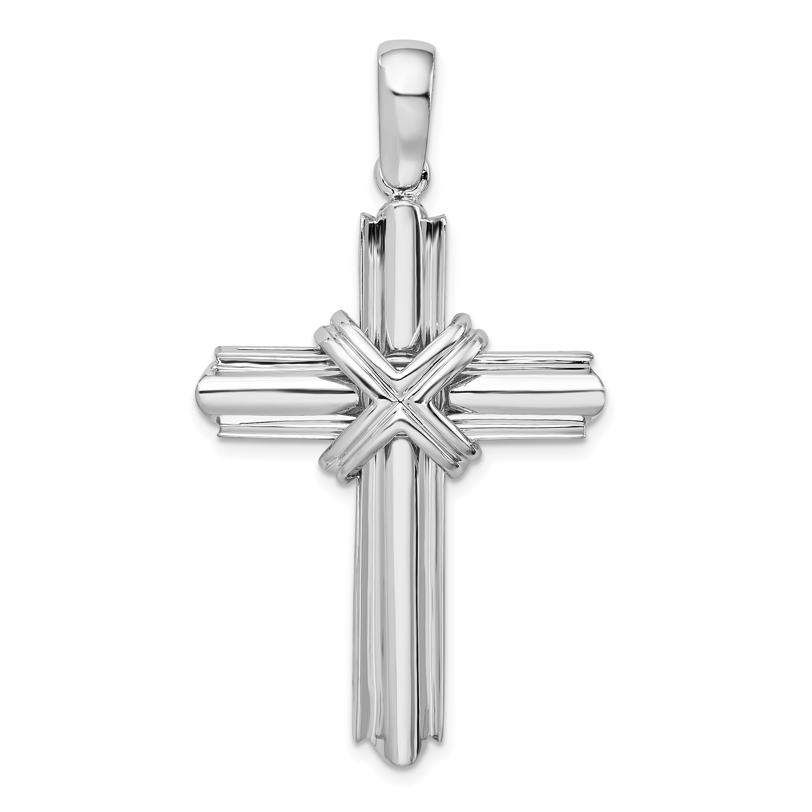 De-Ani Sterling Silver Small Rounded X-Center with Frame Cross Pendant Main image