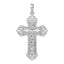 De-Ani Sterling Silver Rhodium-Plated Diamond-Cut Filigree Fleur de Lis Cross Pendant
