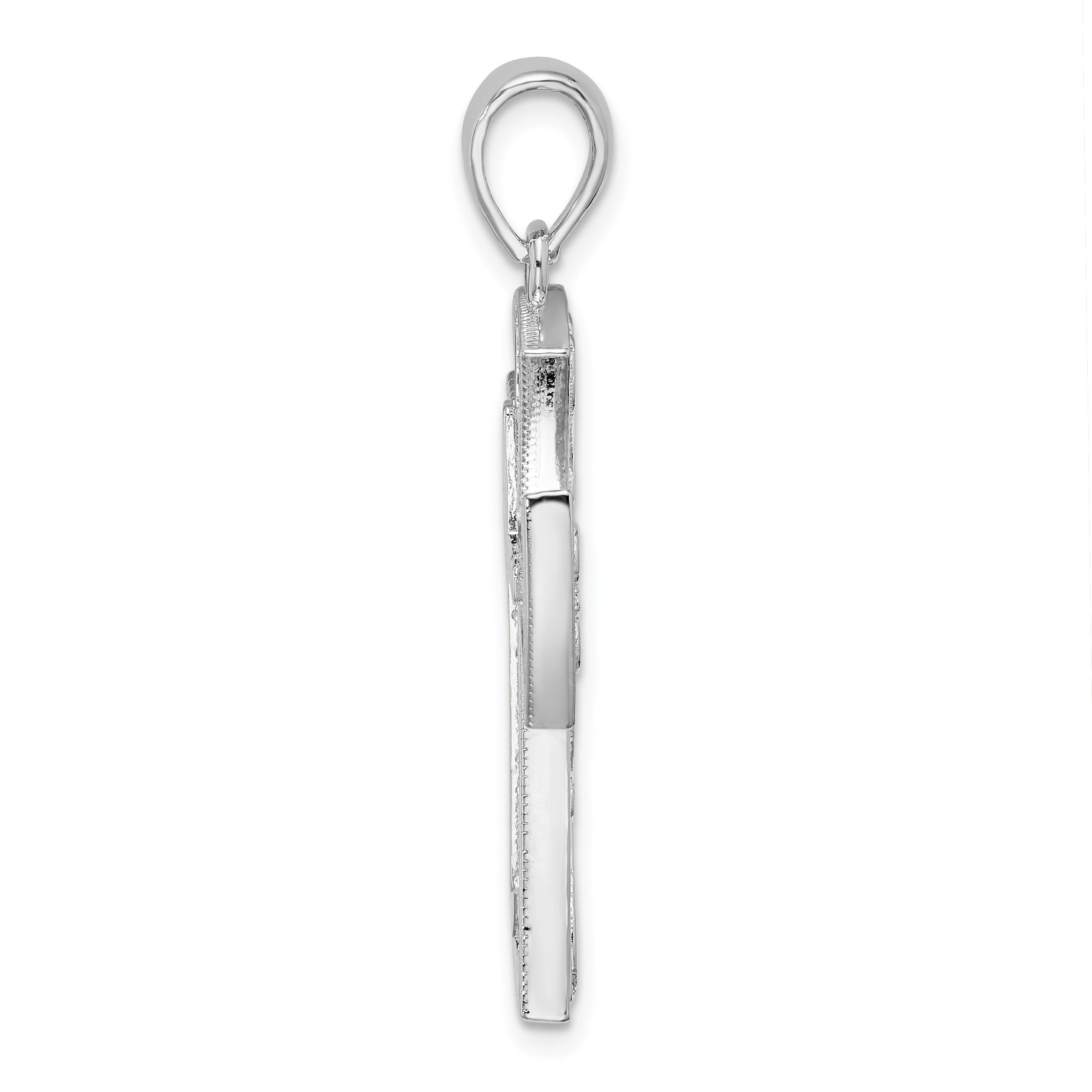 De-Ani Sterling Silver Rhodium-Plated Fancy Heart Design Cross Pendant Secondary image