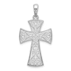 De-Ani Sterling Silver Rhodium-Plated Fancy Heart Design Cross Pendant