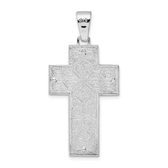 De-Ani Sterling Silver Rhodium-Plated Rope Edge Latin Cross Pendant