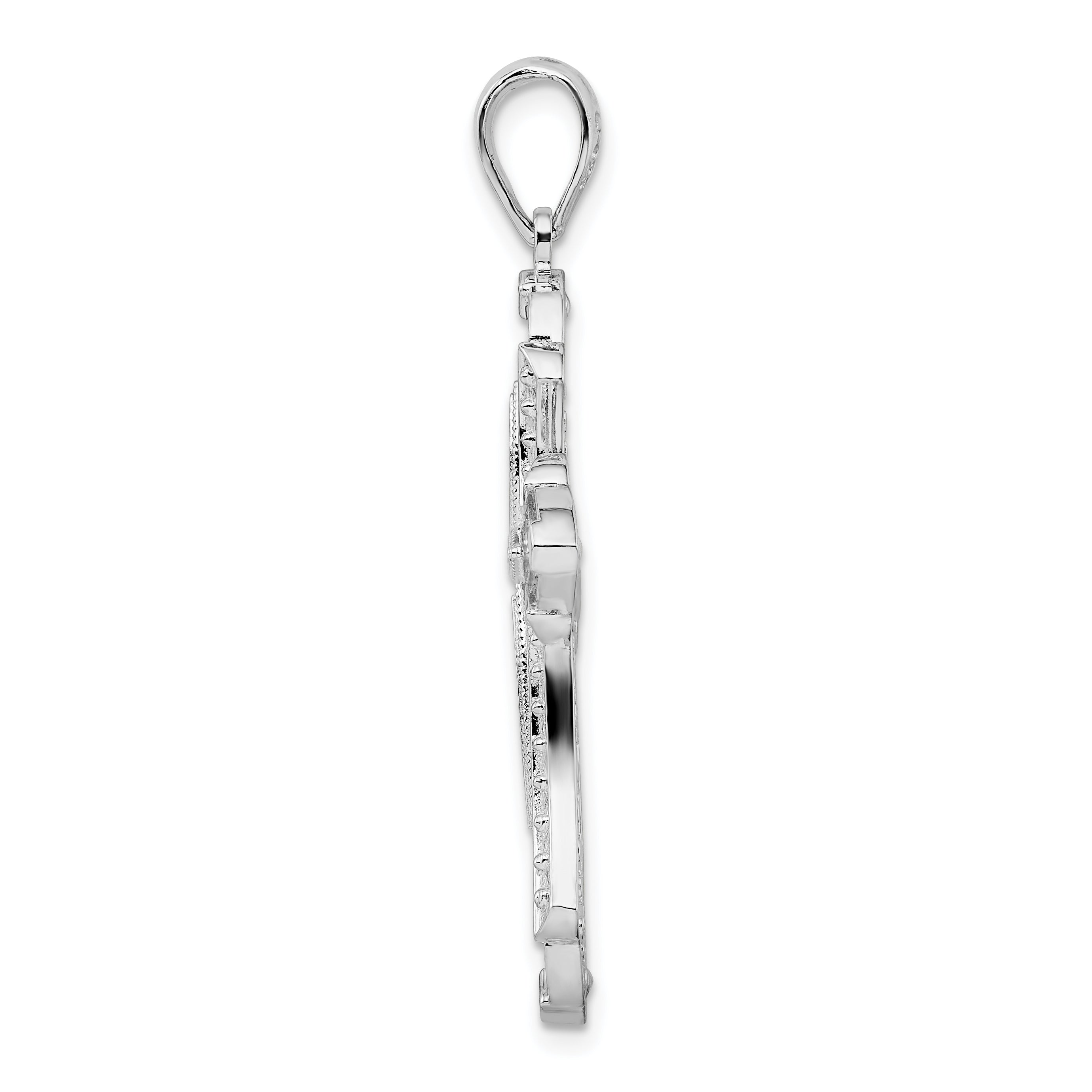 De-Ani Sterling Silver Rhodium-Plated Fleur de Lis with Poem on Reverse Cross Pendant Secondary image
