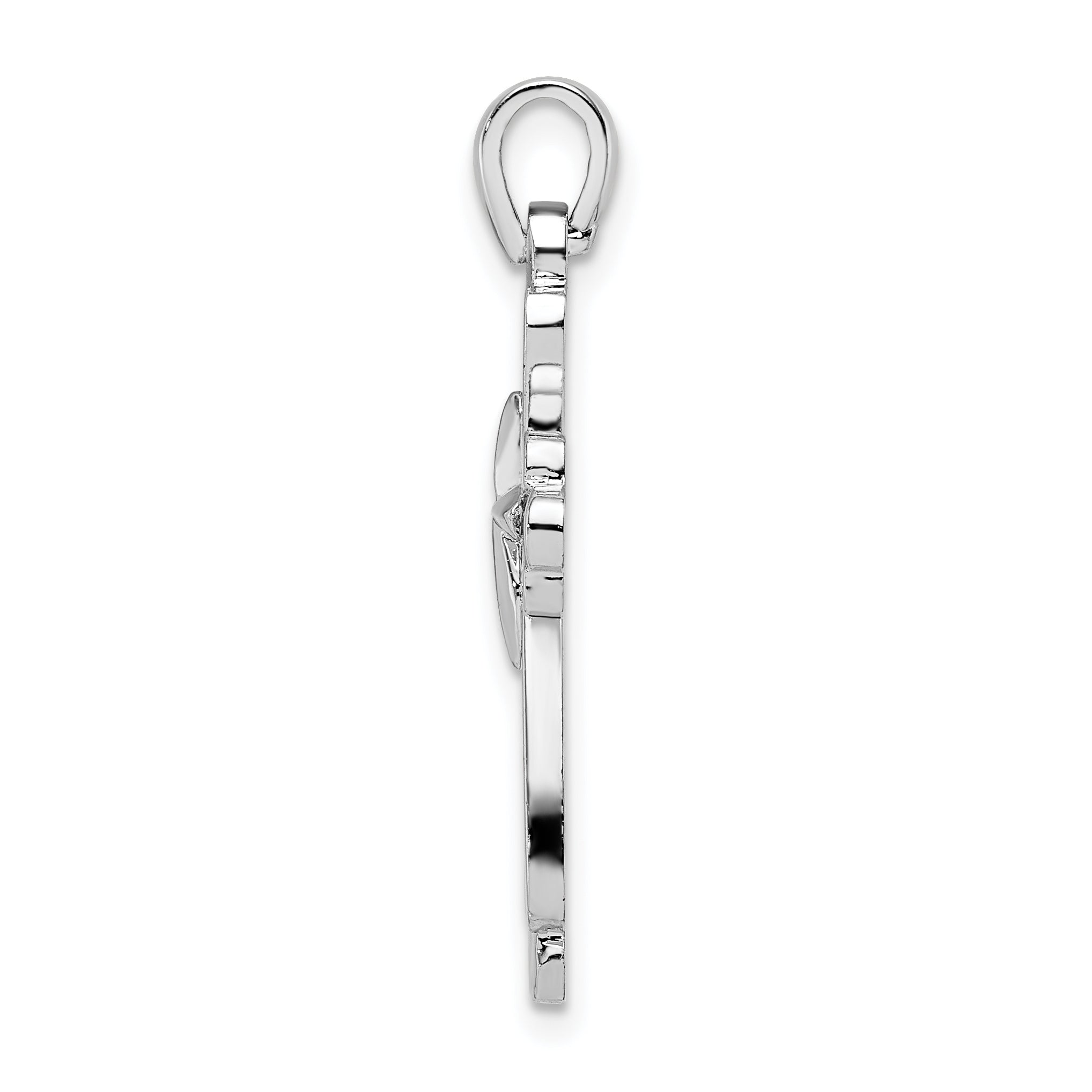 De-Ani Sterling Silver Rhodium-plated Fancy Cut-Out Cross Pendant Secondary image