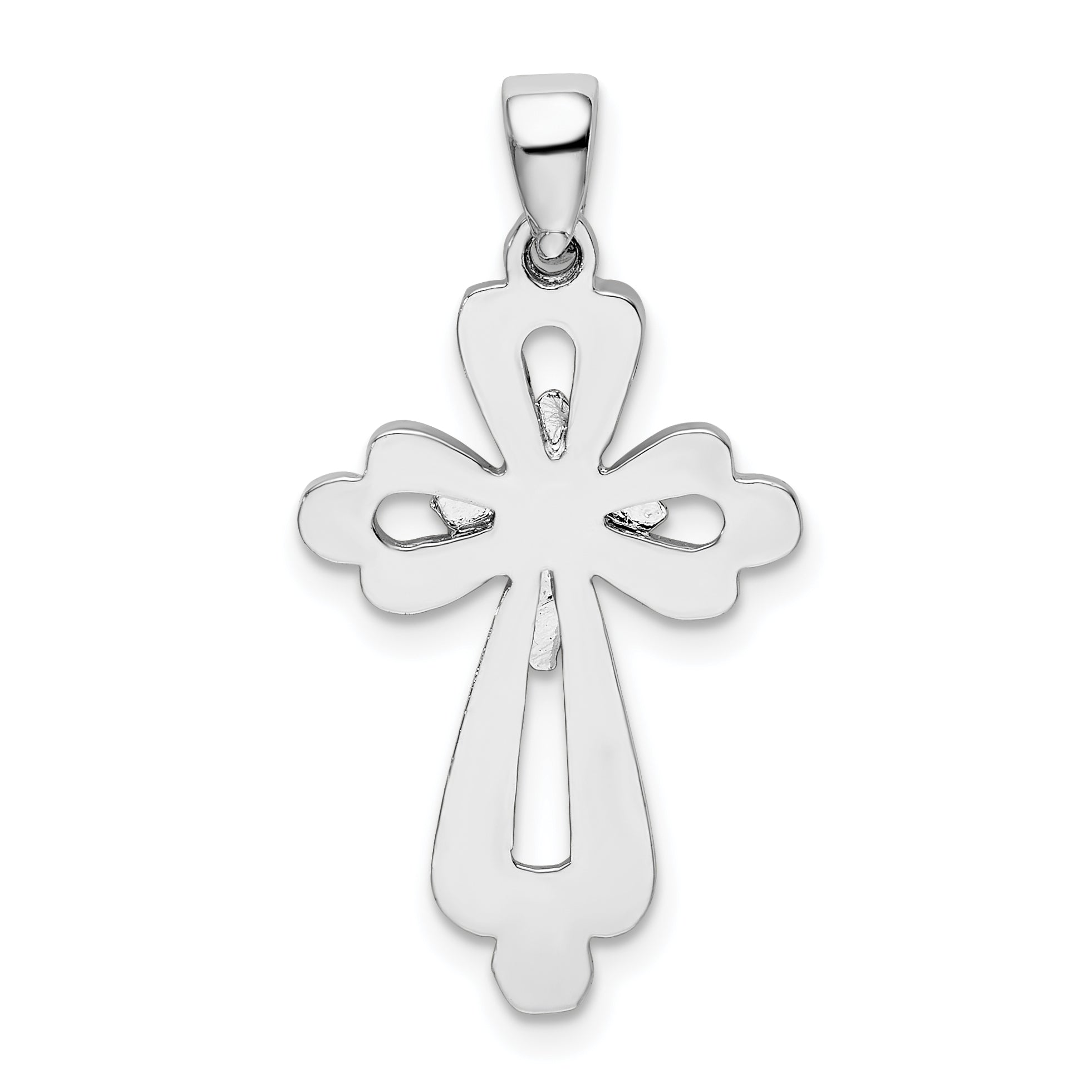 De-Ani Sterling Silver Rhodium-plated Fancy Cut-Out Cross Pendant
