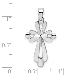 De-Ani Sterling Silver Rhodium-plated Fancy Cut-Out Cross Pendant