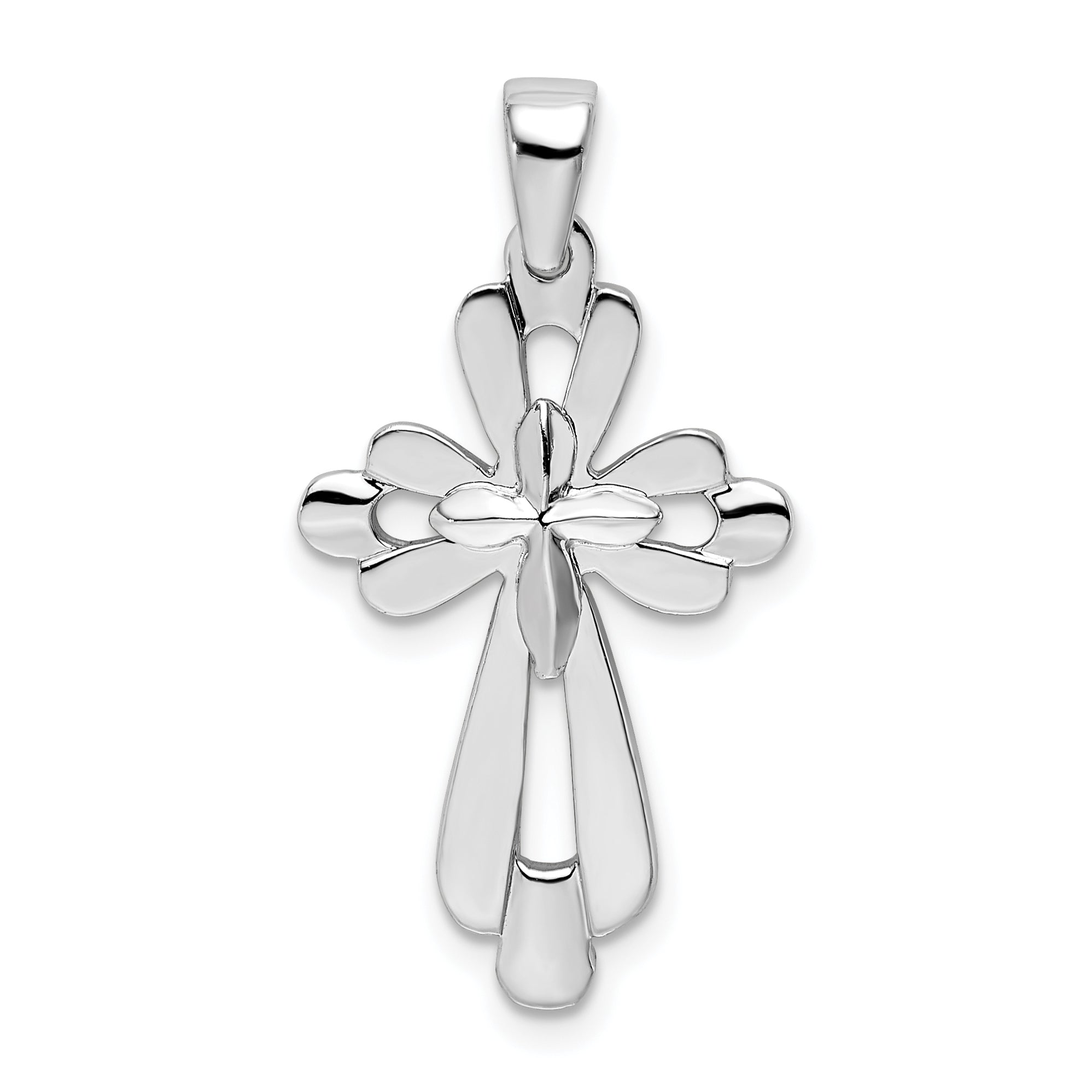 De-Ani Sterling Silver Rhodium-plated Fancy Cut-Out Cross Pendant Main image