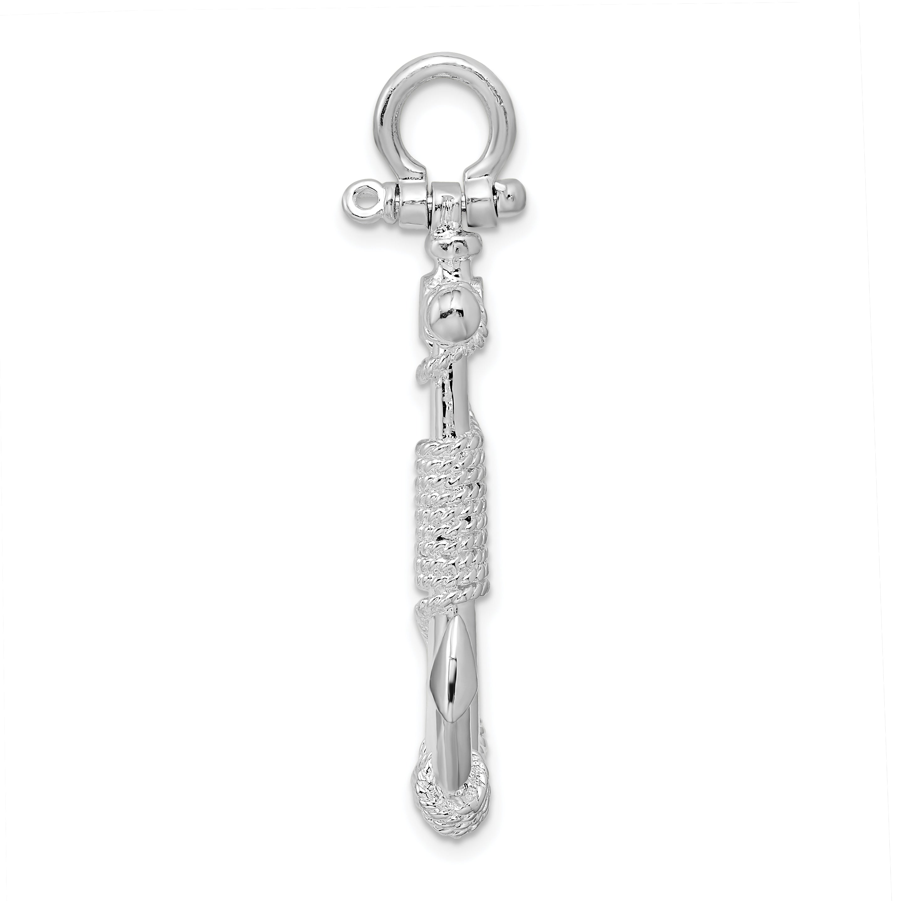 De-Ani Sterling Silver Rhodium-Plated Polished Anchor with Rope Pendant Secondary image