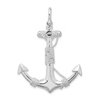 De-Ani Sterling Silver Rhodium-Plated Polished Anchor with Rope Pendant