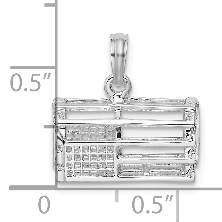 De-Ani Sterling Silver Rhodium-Plated Polished 3D Empty Lobster Trap Pendant
