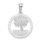 De-Ani Sterling Silver Rhodium-Plated Jamaica with Palm Tree Cut-Out Disc Pendant