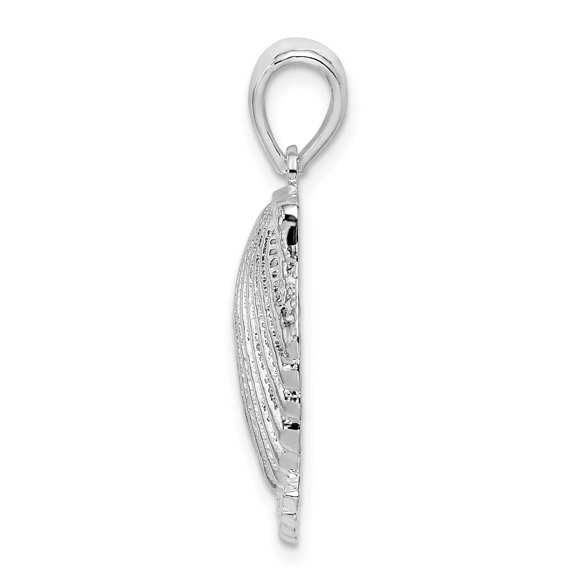 De-Ani Sterling Silver Rhodium-Plated Polished Jamaica Scallop Shell Pendant Secondary image