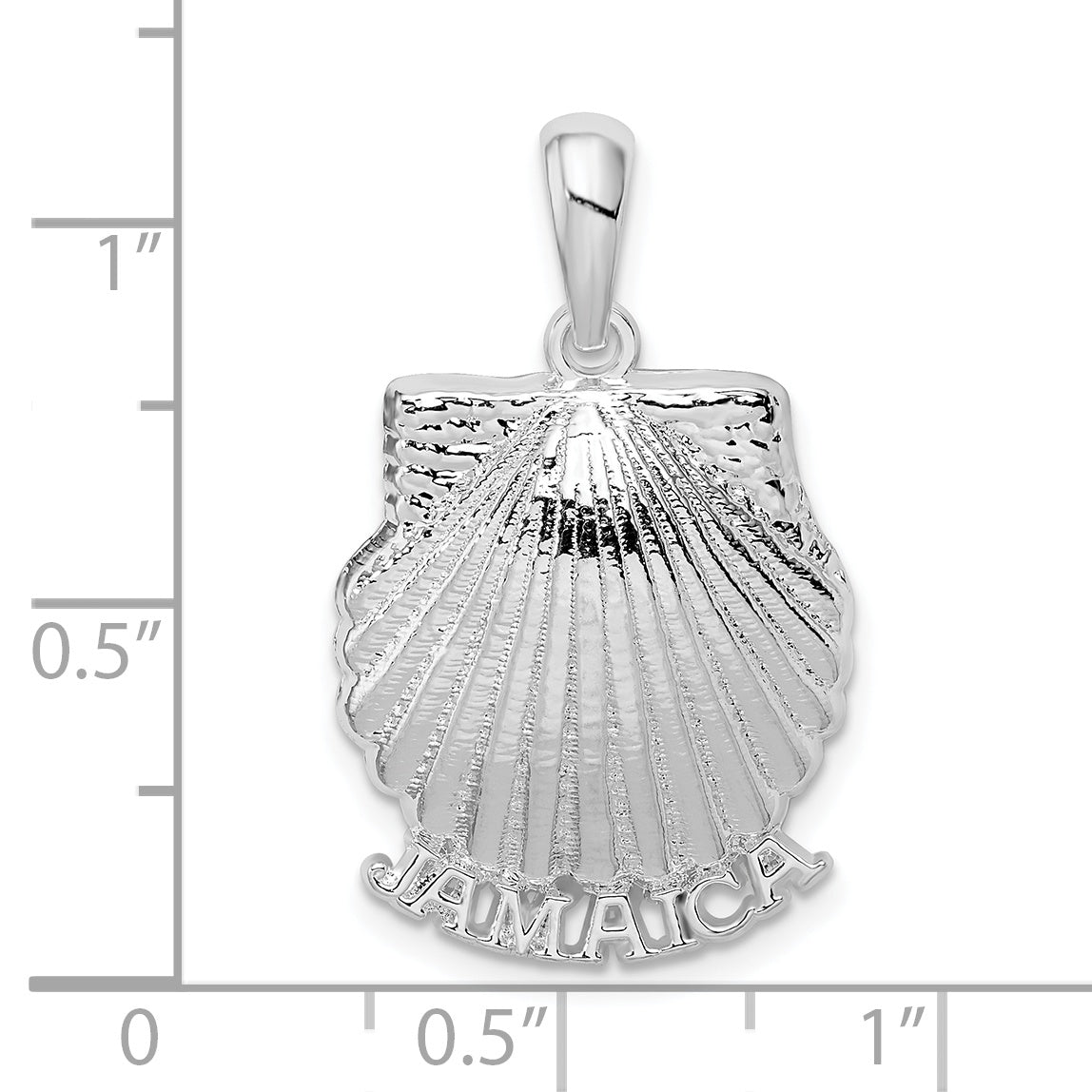 De-Ani Sterling Silver Rhodium-Plated Polished Jamaica Scallop Shell Pendant