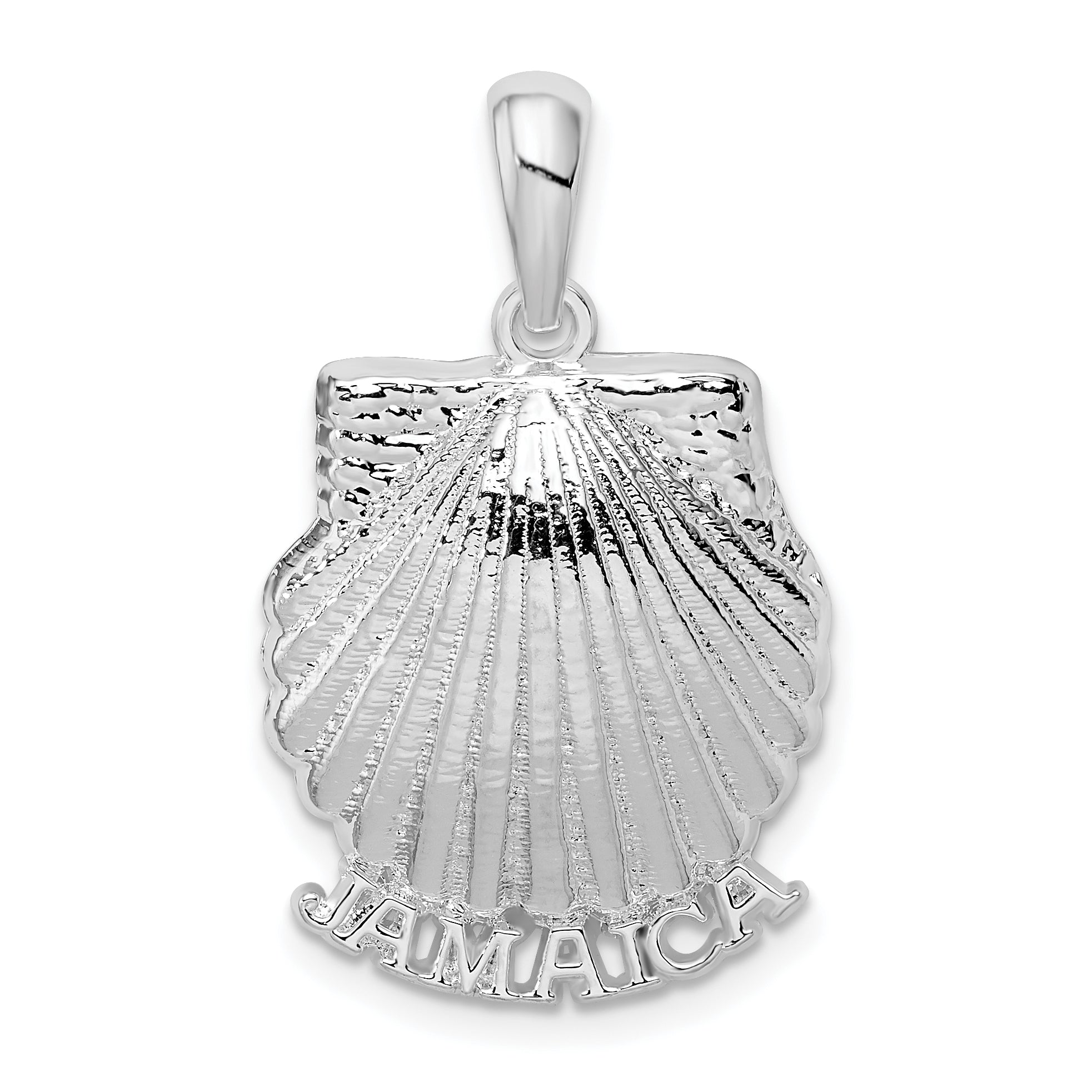 De-Ani Sterling Silver Rhodium-Plated Polished Jamaica Scallop Shell Pendant Main image