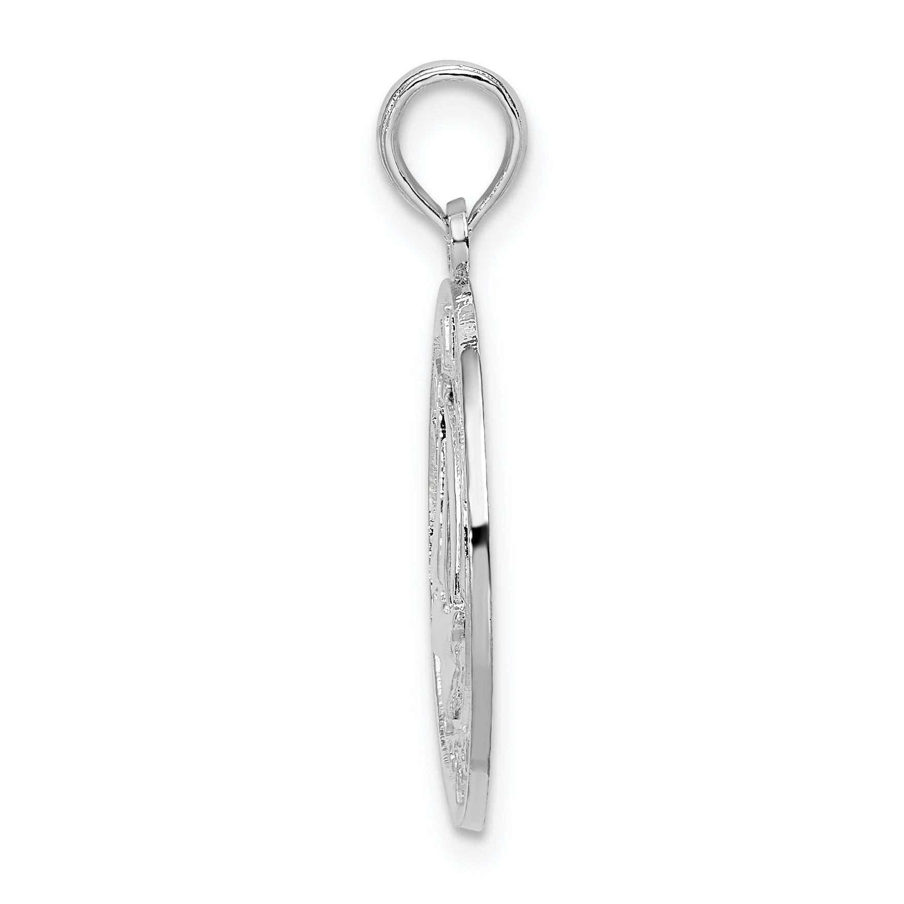 De-Ani Sterling Silver Rhodium-Plated Jamaica Round Circle with Sailboat Pendant Secondary image