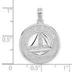 De-Ani Sterling Silver Rhodium-Plated Jamaica Round Circle with Sailboat Pendant