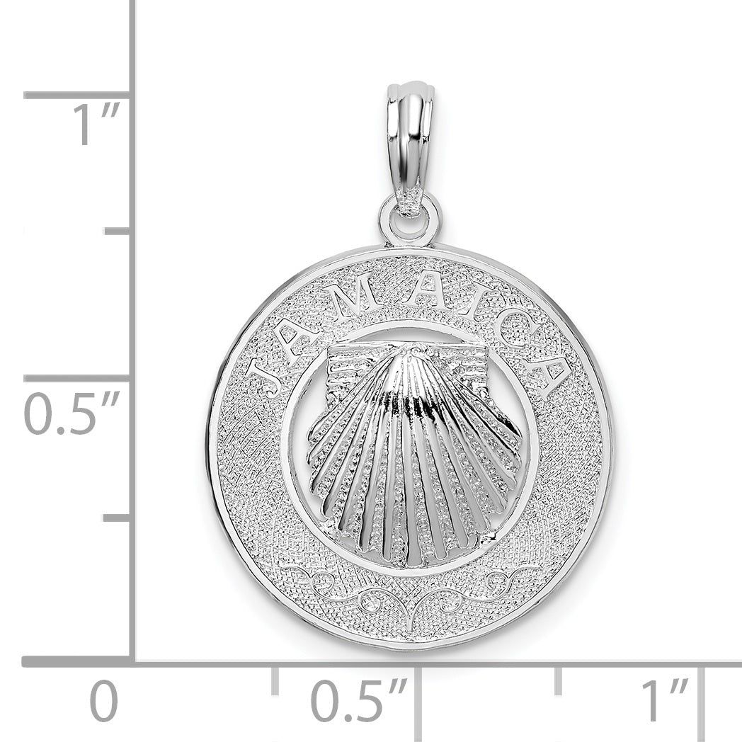 De-Ani Sterling Silver Rhodium-Plated Jamaica Round Circle with Shell Pendant